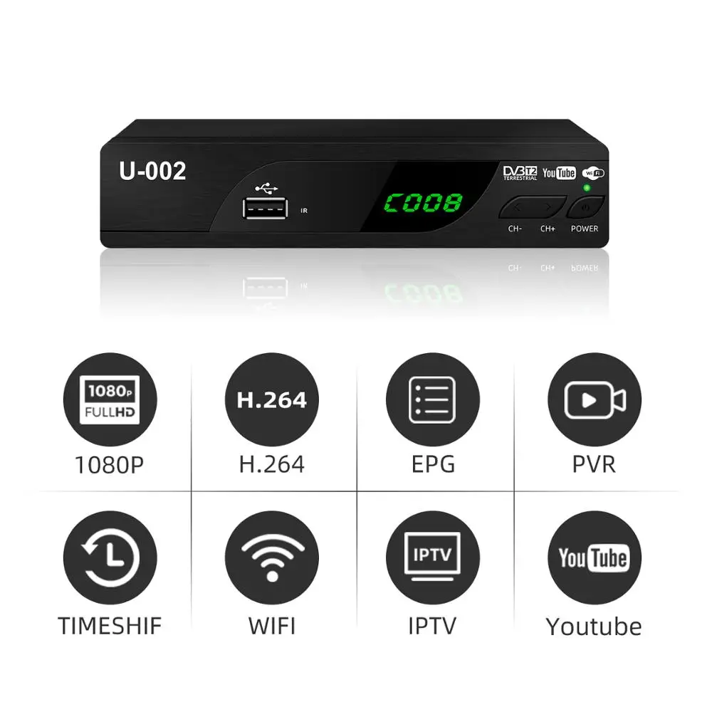 HDMI 1080p ТВ тюнер Dvb T2 Vga ТВ Dvb-t2 для монитора адаптер USB2.0 тюнер приемник спутниковый декодер Dvbt2 руководство по России и т. Д