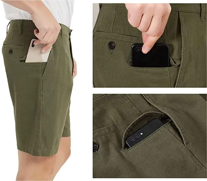 100% Cotton Mens Shorts Casual Classic Fashion Fit Comfy Chino Golf Short US Size