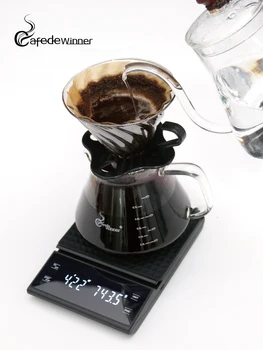 

CAFEDEWINNER hand drip coffee scale 0.1g/3kg precision sensors kitchen food scale with Timer include Waterproof silicone pad