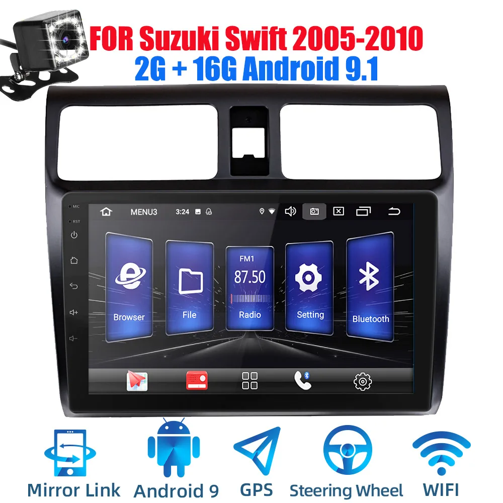 2din Android 9,0 Ouad Core PX6 Автомагнитола стерео для Suzuki Swift 2005-2010 gps Navi Аудио Видео плеер Wifi BT HDMI DAB - Цвет: Android 9.0 CAM