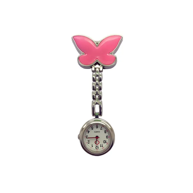 

Pocket Medical Nurse Fob Watch Women Dress Watches Clip-on Pendant Hanging Quartz Clock Butterfly Shape relogio de bolso