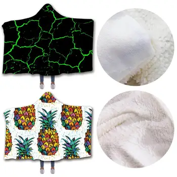 

Hat Blanket Printed Surface Full Polyester Flannel Hooded Blanket Cloak Thickened Double Plush 3D Digital Printing Hat