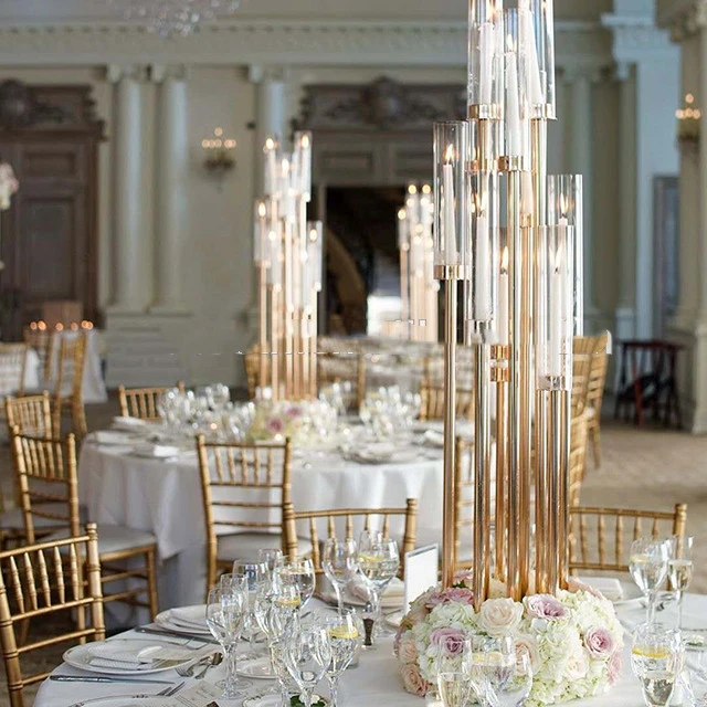10pcs)Gold Metal Tall Wedding gold Centerpieces For Wedding Table