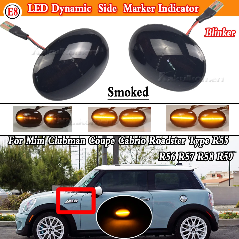 Riloer Amber LED Side Marker Lights | Smoke Lens For BMW MINI R56 R57 R58 R59 2007-2013