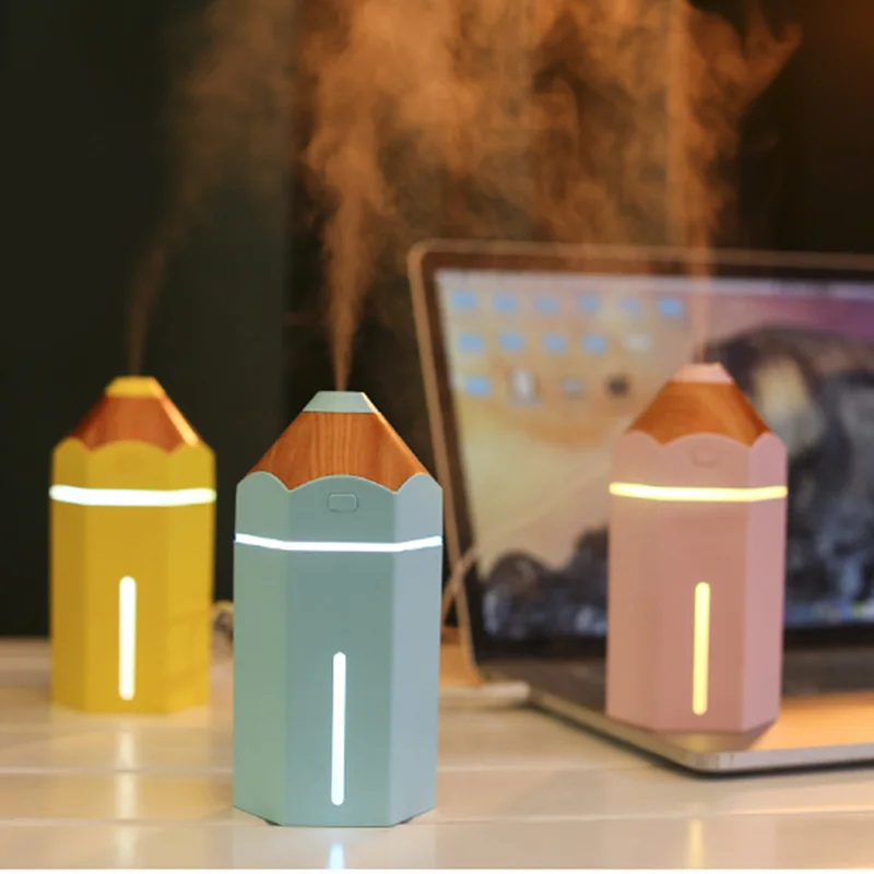 USB мини-увлажнитель воздуха портативный деревянный карандаш увлажнитель с светодиодный светильник для домашнего офиса OC