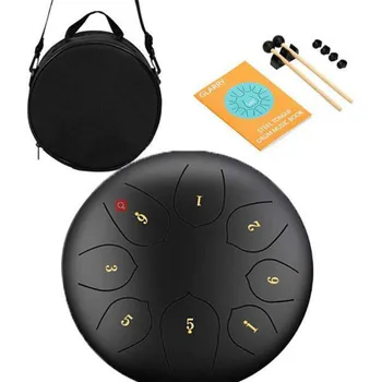 

6 Inch Mini Drum 8 Tone Steel Tongue Drum Percussion Instrument With Drumsticks Bag Percussion Instruments Lotus Flower Drum Mus