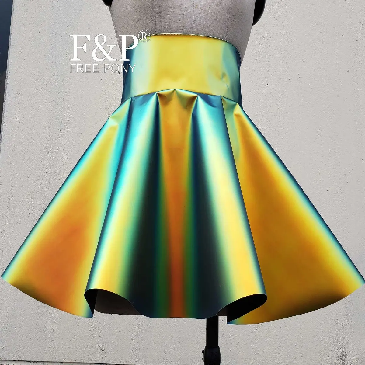 Rainbow Glitter PVC Skater Skirt