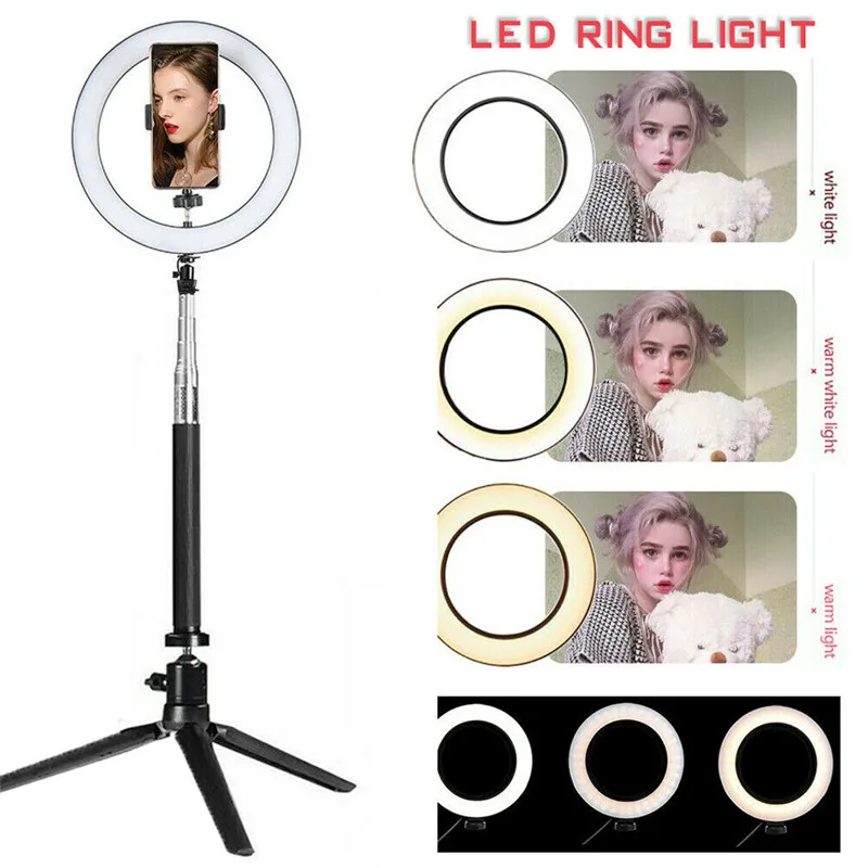 Светодиодный светильник-кольцо для студийной фотосъемки и видеосъемки с регулируемой яркостью 5500K