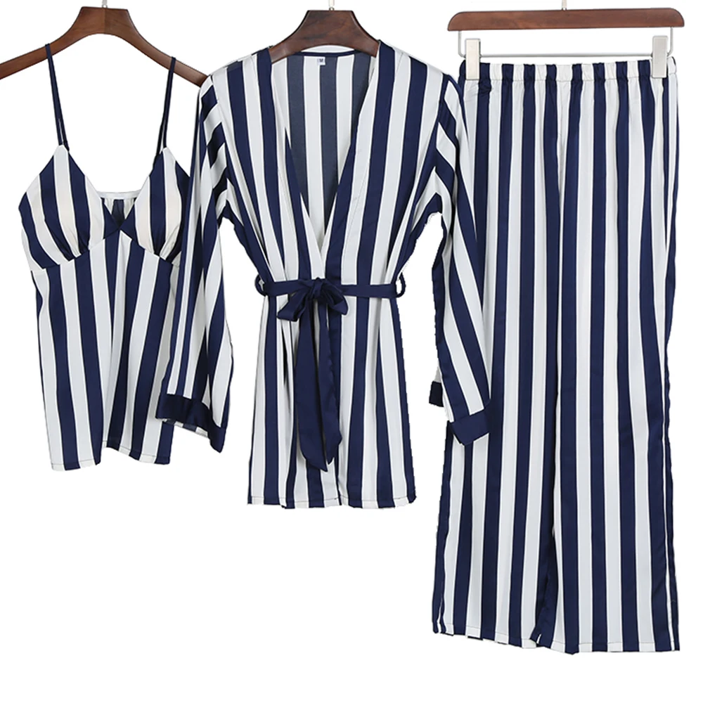 женская пижама полосатые женские пижамы шелковые для женщин ночная рубашка