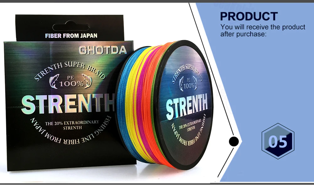 Linha de Pesca Trançada de Material Ghotda Super Forte 12 18 28 35 40 50 60 Lbs 300m 10 9 1-1---??_09