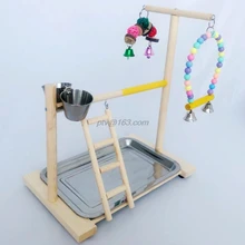 Suporte de madeira para pista, plataforma de papagaio para exercício, academia, playstand, escada interativa com copos de alimentação