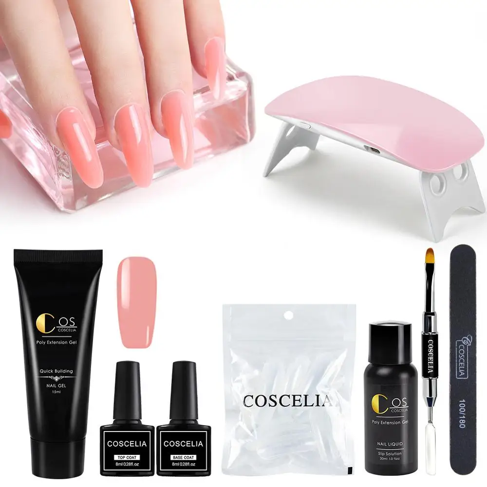 COSCELIA Poly Nail Gel Glitter UV Builder Гель-лак для ногтей Лак наращивания Art Design Все маникюра Top