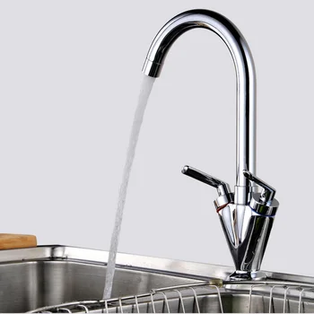 

JUSHFO Kitchen Basin Tap Sink Mixer Basin Tap Twin Dual Lever 360-degree Taps Swivel Chrome Waterfall Faucet For Bathroom