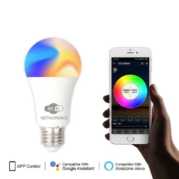 

LED WIFI Smart Light Bulb Compatible With Amazon Alexa Google Home Smartphone 10W AC85-265V White RGB Dimmable Wifi Led E27 Bulb
