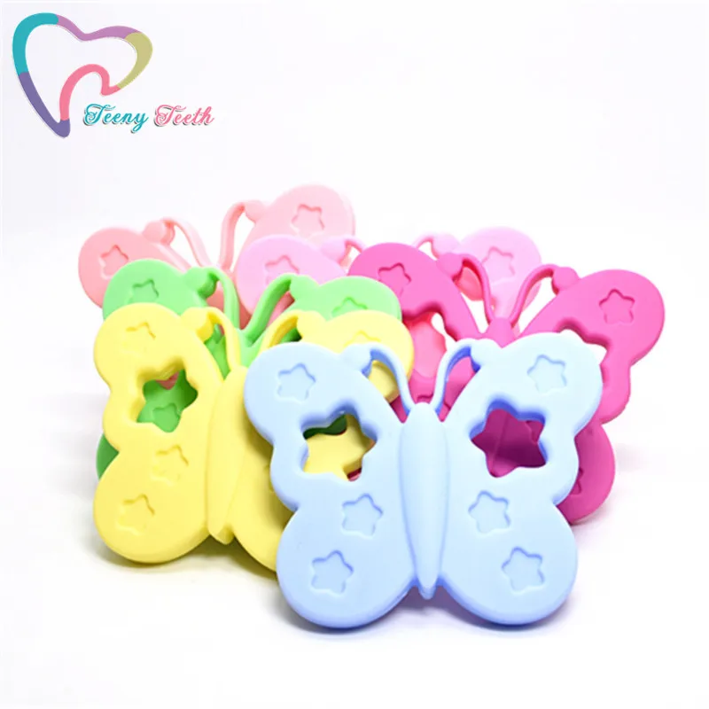 

Teeny Teeth 1 PC Candy Colors Silicone Butterfly Teether Toys,Butterfly Pendant Teether,100% Food Grade Silicone Teething Toys