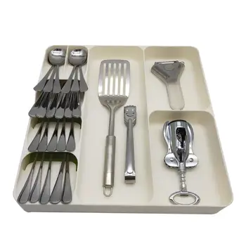 

ABS White Cutlery Drawer Storage Box Practical Tableware Finishing Separation Organizer Tray Home Kitchen Accessories