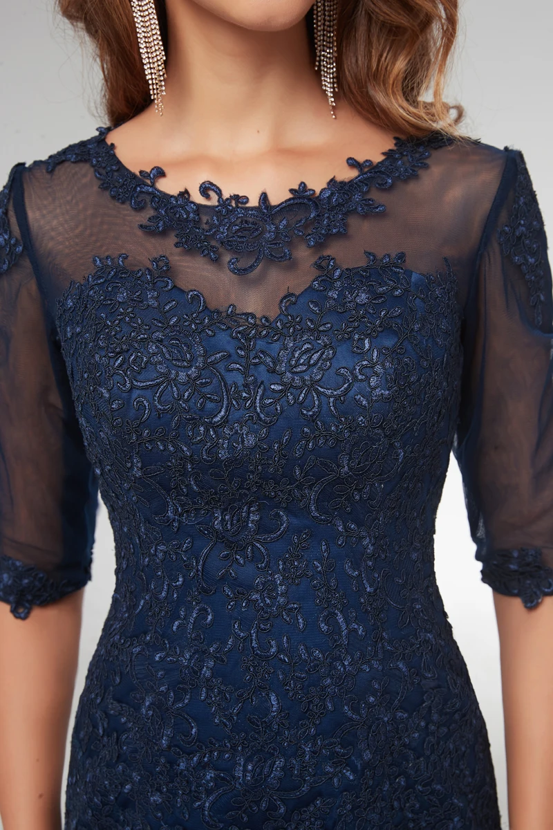 Elegant Knee Length Mother Of The Bride Dresses Appliques Half Sleeves Formal Dress for Women Evening Wedding Party Dress mother bride dresses women party dresses