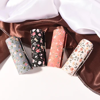 

New Hot Lipstick Case Bags Box Retro Embroidered Fashion Holder Flower Design With Mirror Storage Jewelry Packaging Box Random