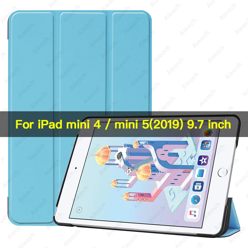 Чехол для iPad mini 5,, 7,9 дюймов, из искусственной кожи, трехслойная подставка, автоматический режим сна, пробуждение, Умный Магнитный чехол для iPad mini 4, чехол, Funda - Цвет: Sky blue