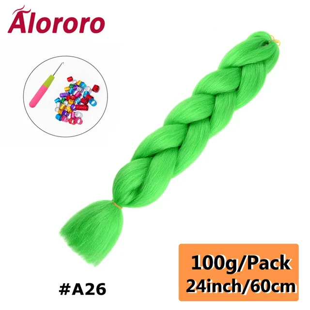 Jumbo Braid Hair Extensions Green Synthetic Braiding Hair 24 Inch Afro Blue Pink Purple Blonde Ombre Hair for Braids Alororo yingguang Green