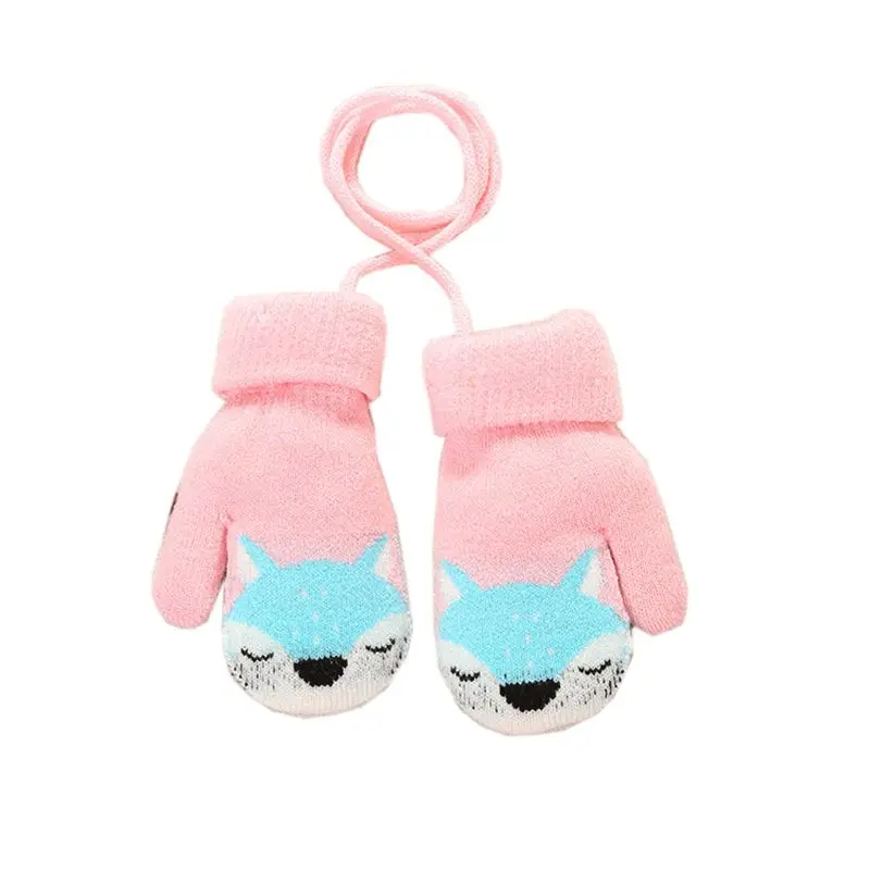 Детская Зимняя шерстяная одежда плюс толстый длинные веревка пальцев Варежки для мальчиков и девочек, теплая вязаная перчатка 85WA