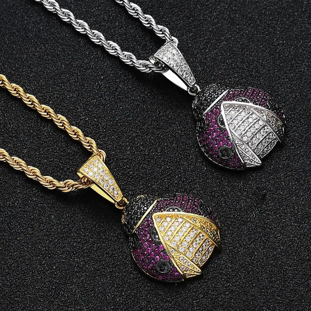

Hip Hop Rapper AAA Cubic Zirconia Paved Bling Iced Out Cute Insect Chafer Pendants Necklace for Women Men Charm Jewelry