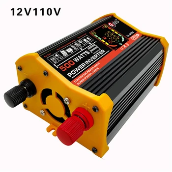 

500W DC 12V to 220V/110V 500W Car Inverter Converter Adapter Home Appliances Dual USB Voltage Transformer LED Display Black