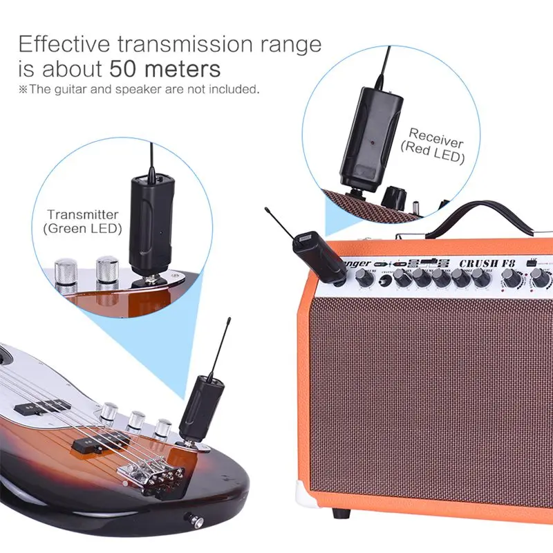 Портативный беспроводной аудио передатчик приемник система для электрогитары бас Электрическая Скрипка музыкальный инструмент