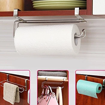 

Paper Towel Hanger Holder Stainless Steel Kitchen Roll Paper Towel Holder Tissue Hanger Organizer Rack for Kitchen Under Cabinet