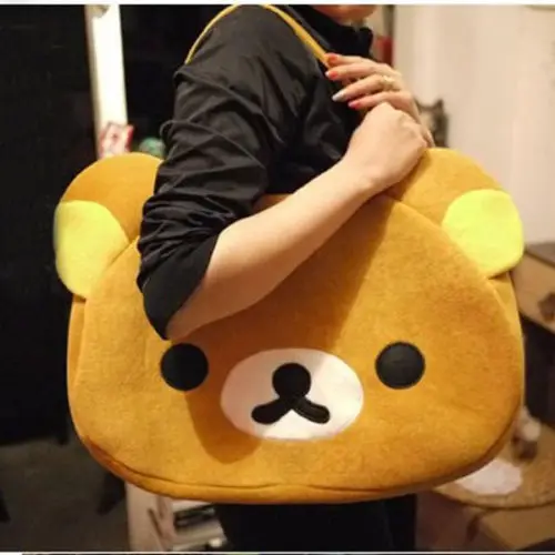 애니메이션 San-X Rilakkuma 귀여운 큰 가방 핸드백 숄더백, 플러시 릴렉스 브라운 베어 4