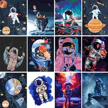 

tapb Cartoon Astronaut Space DIY Painting By Numbers Adults For Handpainted On Canvas Coloring By Numbers Wall Art Number Decor