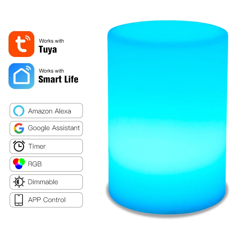 Tuya Wifi Smart Night Light MP APP Voice Control RGB LED Desk Lamp Coffee Bar Party Table Light Work With Alexa Google Home/Echo night light for bedroom