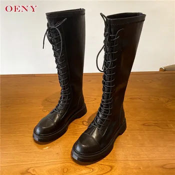 

2021 new Women Genuine Leather Boots Ankle Mar Boots Women Punk Platform Thick Bottom Motorcycle Snow fashion Doc Boots