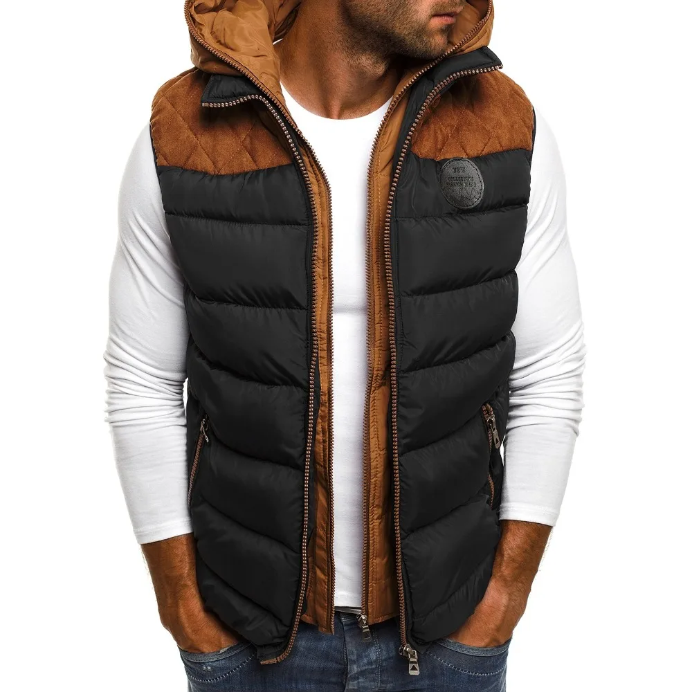ZOGAA Chaqueta de algodón sin mangas para hombre, Parkas cálidas con  capucha, chaleco informal con cremallera, abrigo de retazos|Chalecos| -  AliExpress
