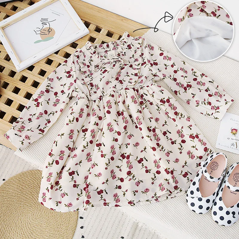 

2020 Spring New Arrival Girls Long Sleeve Floral Dress Kids Casual Dresses Girls Dresses