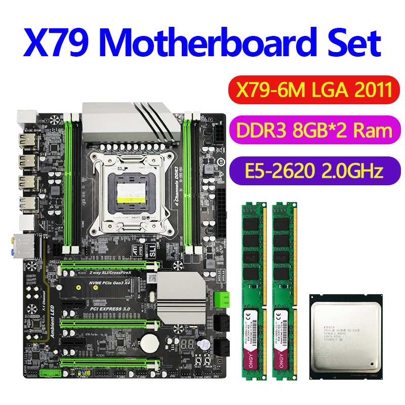 Набор материнских плат ONGY с Xeon LGA 2011 E5 2620 2x8 ГБ = 16 Гб 1600 МГц DDR3 RAM память ECC REG