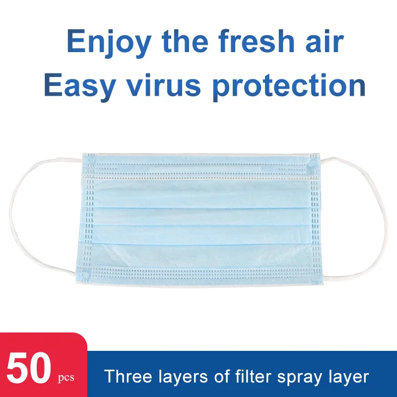 

50 pcs/100 pcs 3 Layer Dust Mask Dustproof Mask Facial Protective Cover Masks