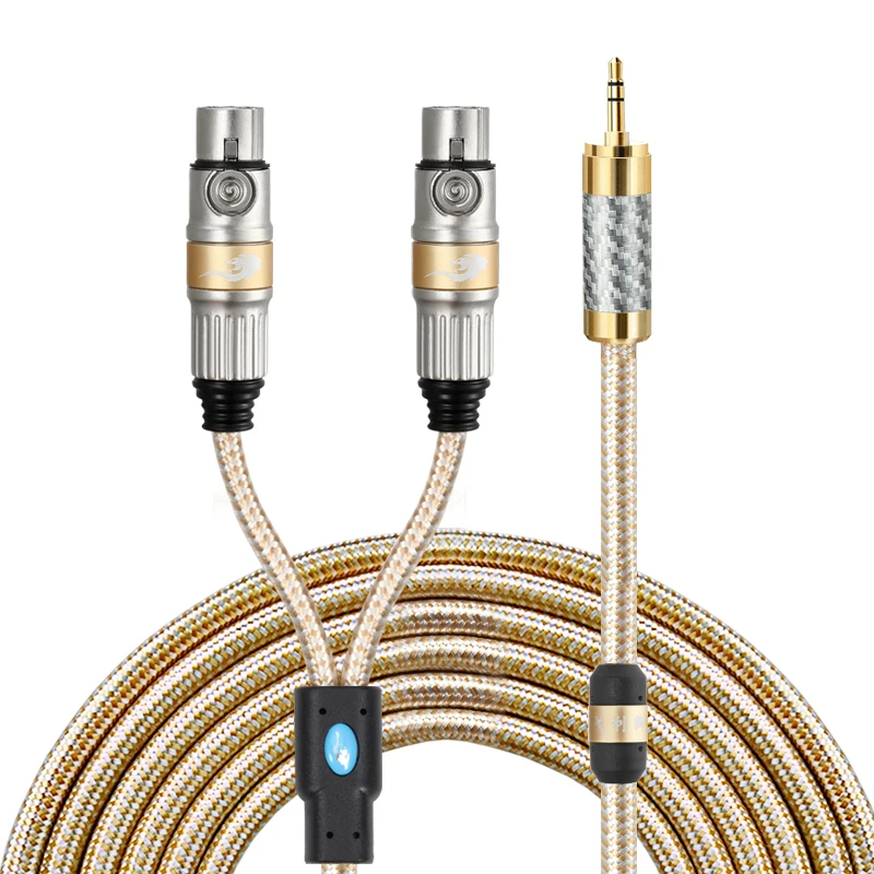 HiFi Audio Cable 1 8 Mini Jack 3 5mm to Dual XLR 3 Pin Female for Mixing Console Amp Headphone PC 3 5 Cable 1M 2M 3M 5M 8M 10M