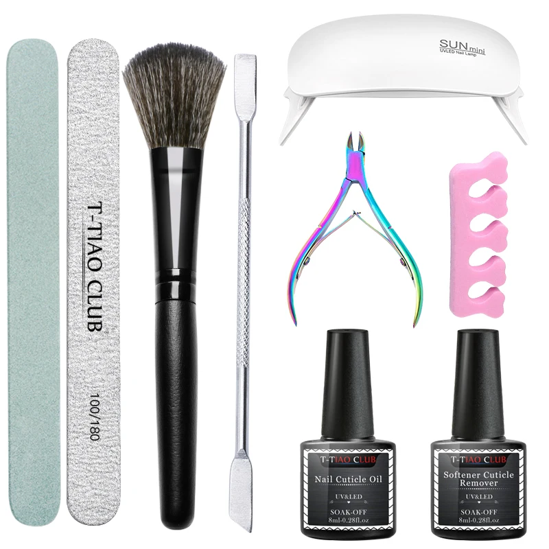 Комплект инструментов для маникюра напильники для ногтей Губка буферная щетка для чистки ногтей кутикулы толкатель для кутикулы ножницы для кутикулы маслоотделитель пальцев
