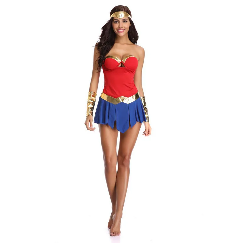 Sexy Wonder Woman Costumes Adult Women Fancy Dress Diana Princess DC Comic Superhero Cosplay Cartoo