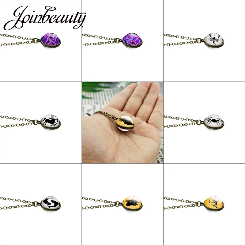 JOINBEAUTY астрологический знак двусторонняя Подвеска Ожерелье Gemini гороскоп
