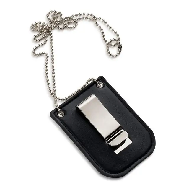 Children's Play House Toy Small Leather Bag Police Badge With Silver Belt Toy Black 2