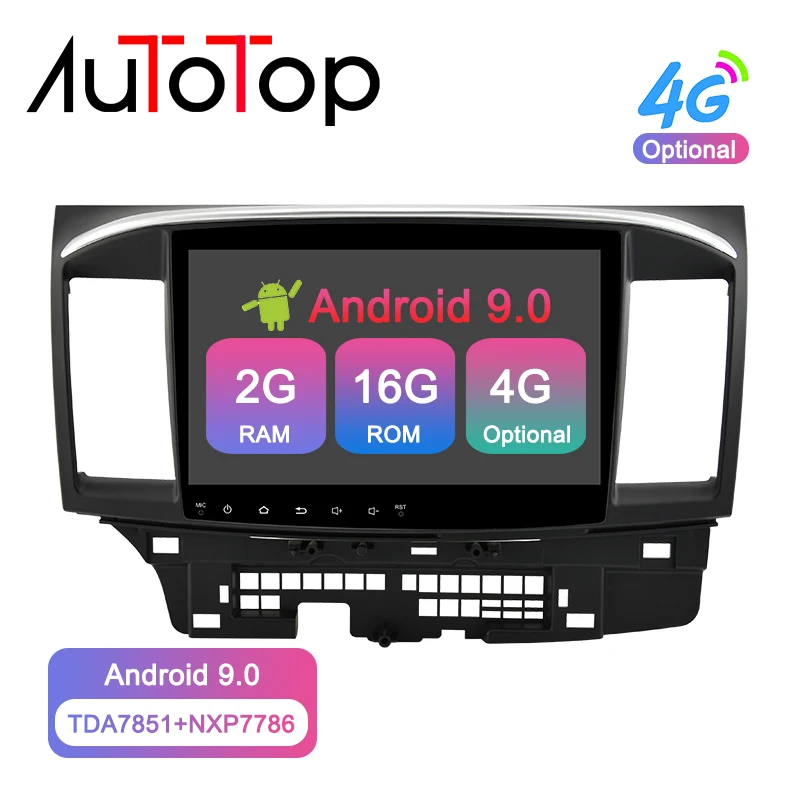 

AUTOTOP 2Din Android 9.0 Car Multimedia Player for Mitsubishi lancer x 2007-2018 Radio GPS Navigation Bluetooth 4G Wifi No DVD