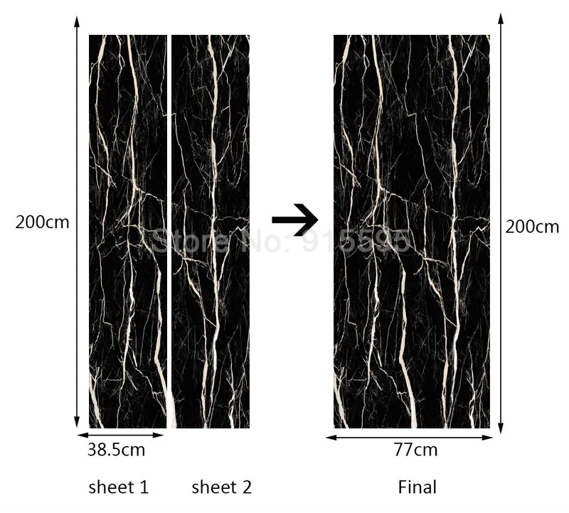 Черный мрамор водостойкая самоклеющаяся дверная наклейка Настенные обои домашний декор современная кухня ванная комната Гостиная Дверь обои