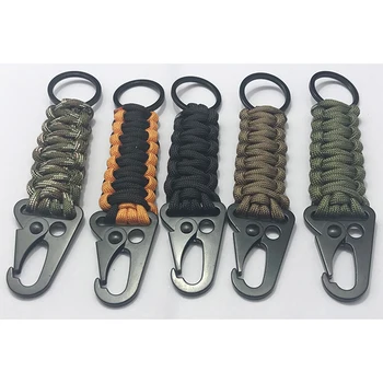 

1/2/5pc Paracord Rope Keychain Carabiner Braided Lanyard Hook Emergency Key Chain for Outdoor Hiking Camping EDC Survival Tool