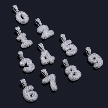 

Hip Hop Micro Paved AAA+ Cubic Zirconia Iced Out Bling Bubble Numbers Pendants Necklace for Men Women Rapper Jewelry