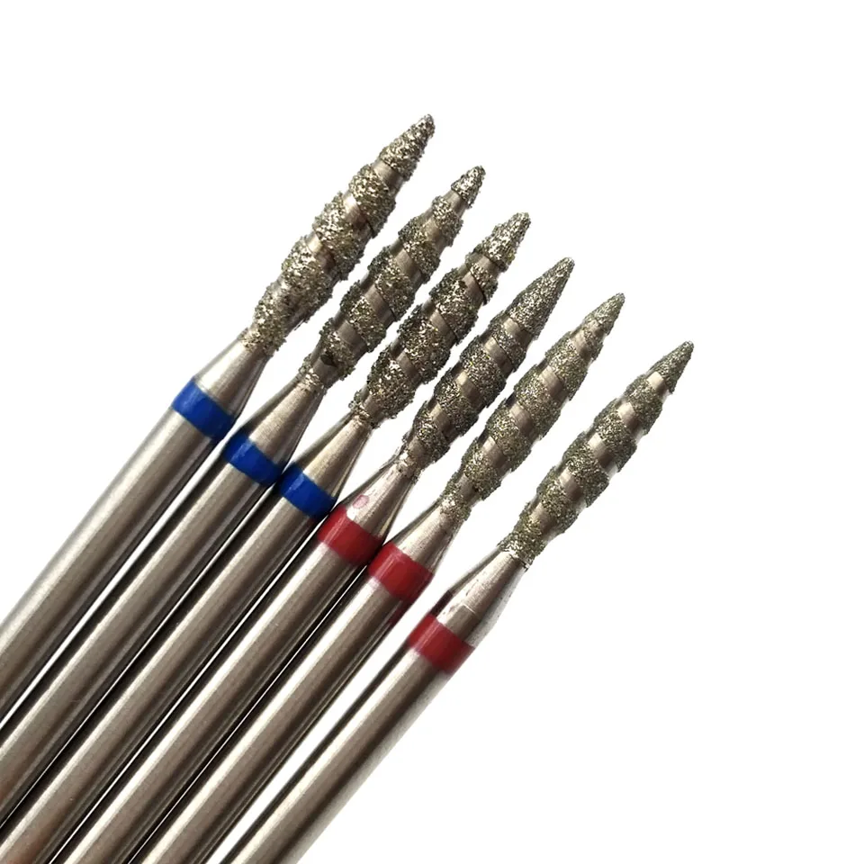 HYTOOS 10Pcs Tornado Flame Nail Drill Bits Diamond Cutters for Manicure Cuticle Clean Burr Diamond Mill Nails Accessories Tool 5