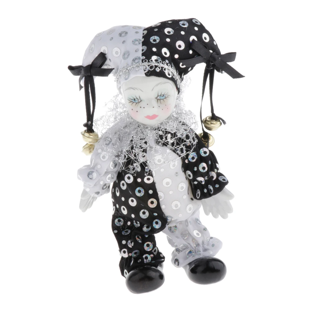 5 Inch Italian Doll Porcelain Clown Figures Artware Fit for Valentine Gift, for Home Office Desktop Decor Ornaments