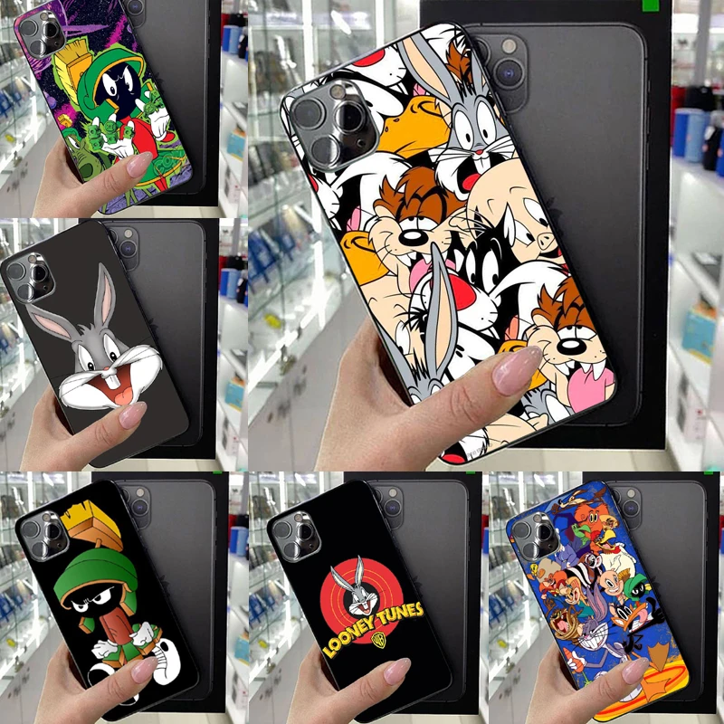 Мягкий черный чехол для телефона Bugs Bunny TweetyBird Daffy Duck Looney Twines iPhone X 10 XS MAX XR 8 7 6s Plus 11