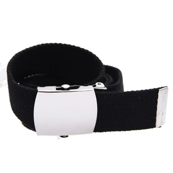 

Unisex Black canvas belt buckle belt closure